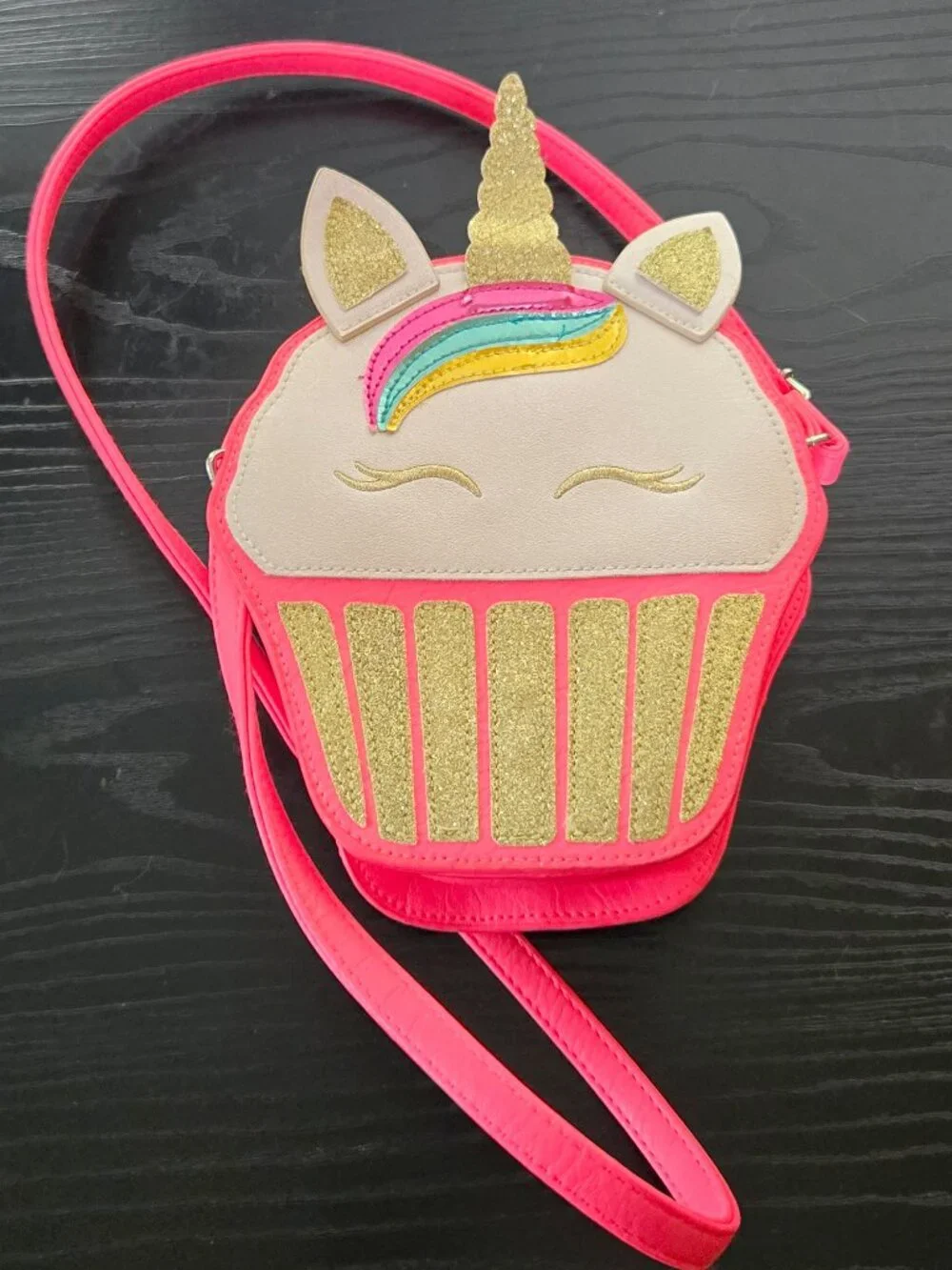 NWOT Neon Pink Cat & Jack unicorn cupcake crossbody bag